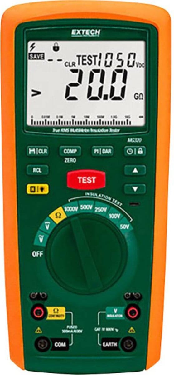 Extech MG320 Isolatiemeter – 50 V, 100 V, 250 V, 500 V, 1000 V – 20 GΩ