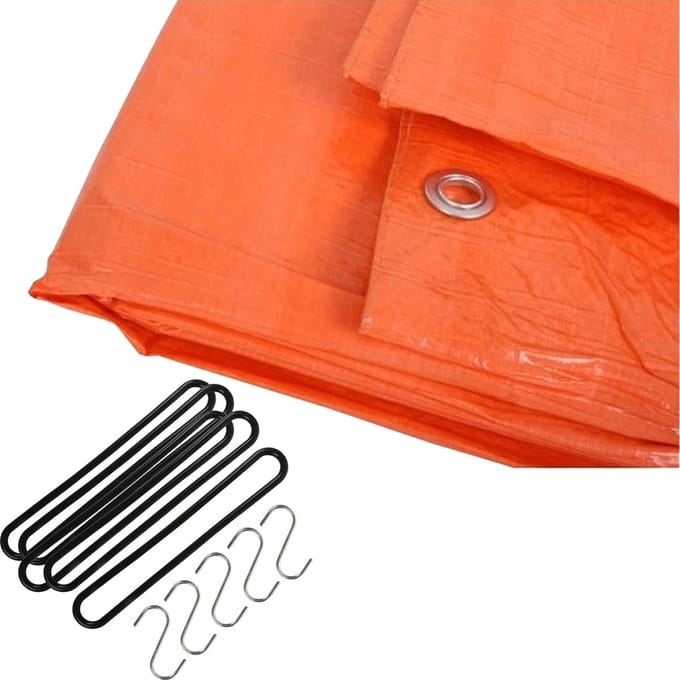 Benson - Afdekzeil oranje 2x3 meter met 10x spanrubbers en S-haken
