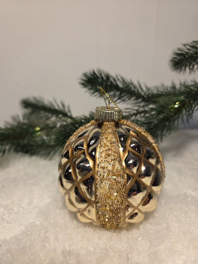 Countryfield Kerstbal Martina S goud-Ø8cm-glas