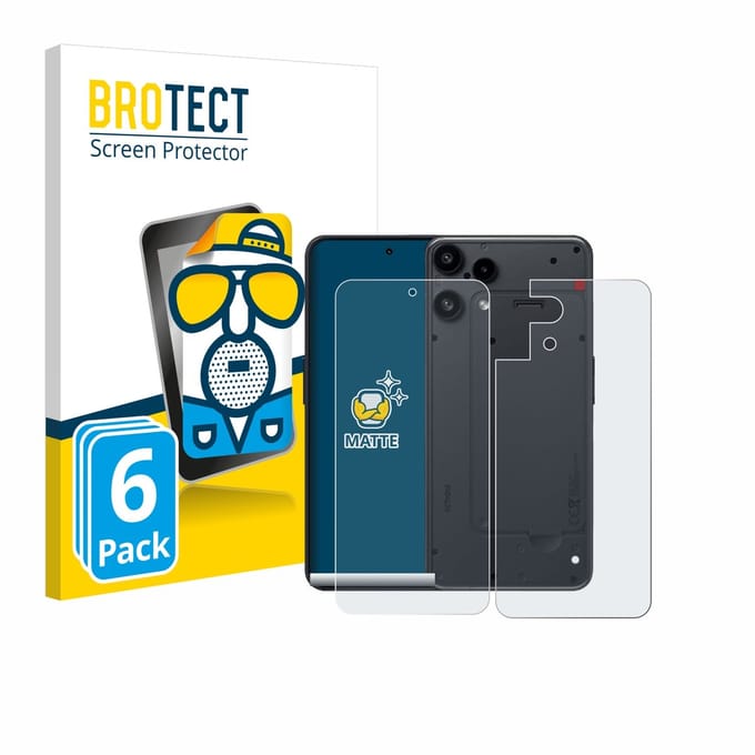 BROTECT - Screenprotector voor Nothing Phone (3a) Lite (Voor+Achter) - Folie Beschermfolie matte 6 Stuks