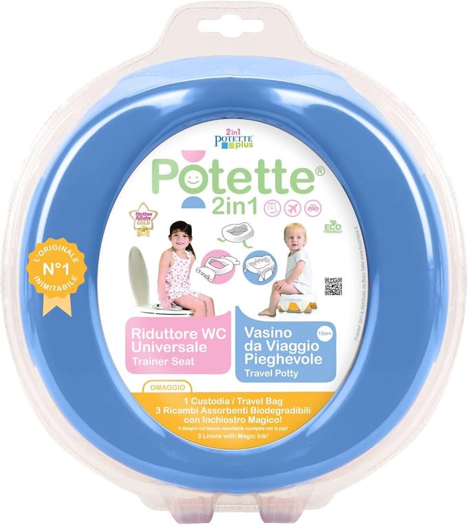 Draagbaar 2-in-1 Potje en Toiletbril in Blauw