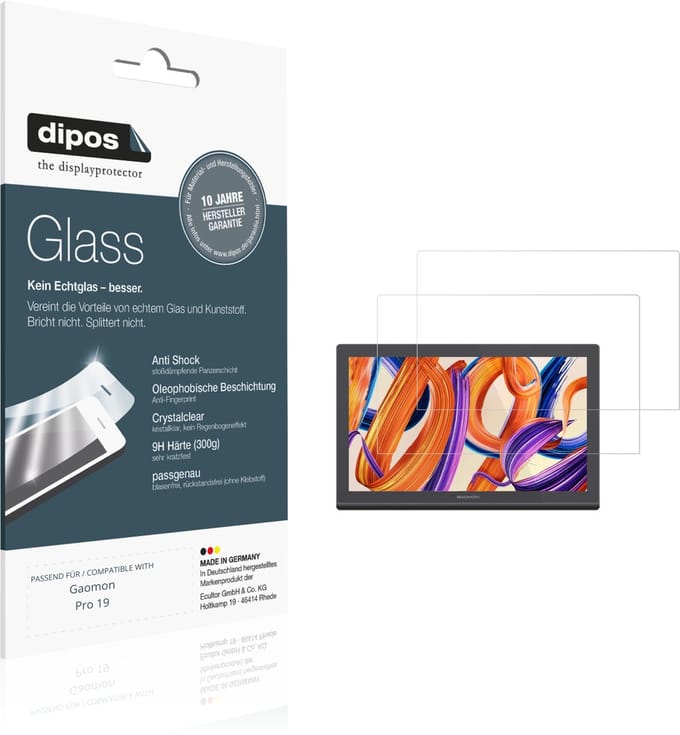 dipos – 2x Pantserfolie geschikt voor Gaomon Pro 19 | 9H Screenprotector