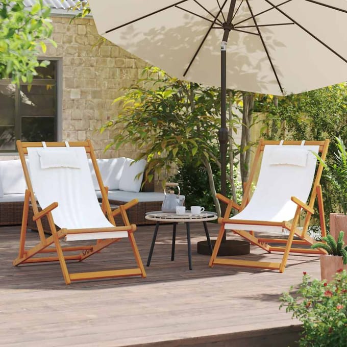 vidaXL - Opklapbare - stoelen, - 2 - stuks, - crèmekleurige - stof