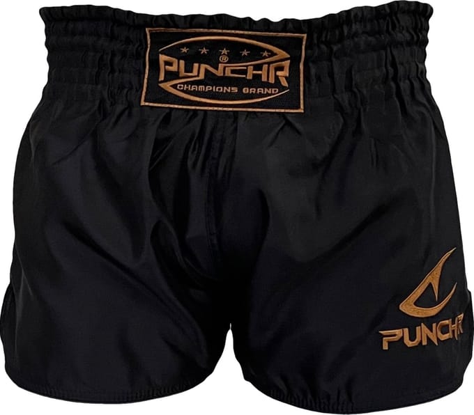 PunchR™ Classic Muay Thai kickboks Broek Zwart Goud - S