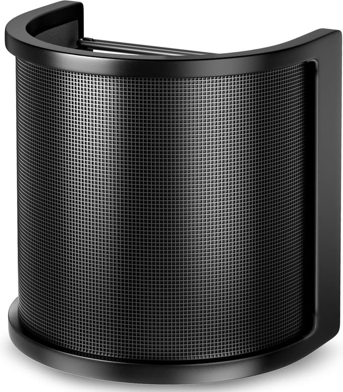 Microfoon-Windshield -Plopkap-Cover-Microfoon Windkap-microfoonpopfilter-Popfilter-[Verbeterde drie lagen] Metal Mesh & Foam & Etamine Layer Microfoonpopfilter-Microfoonvoorruitafdekking- Handmicrofoonschildmasker voor vocale opname-YouTube-video's-S