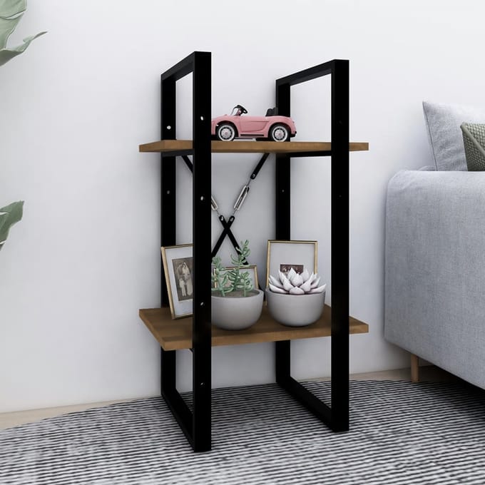 vidaXL - Boekenkast - 2-laags - 40x30x70 - cm - bewerkt - hout - bruin - eikenkleur