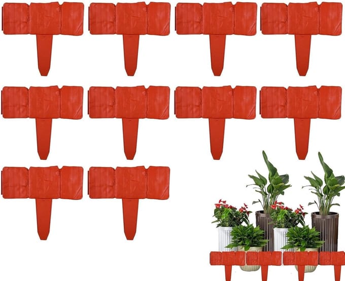 Kunststenen Borderrand - Tuinafscheiding Panel - Landschap Vormgeven - Modulaire Verbinding - Set van 10 - Grijs
