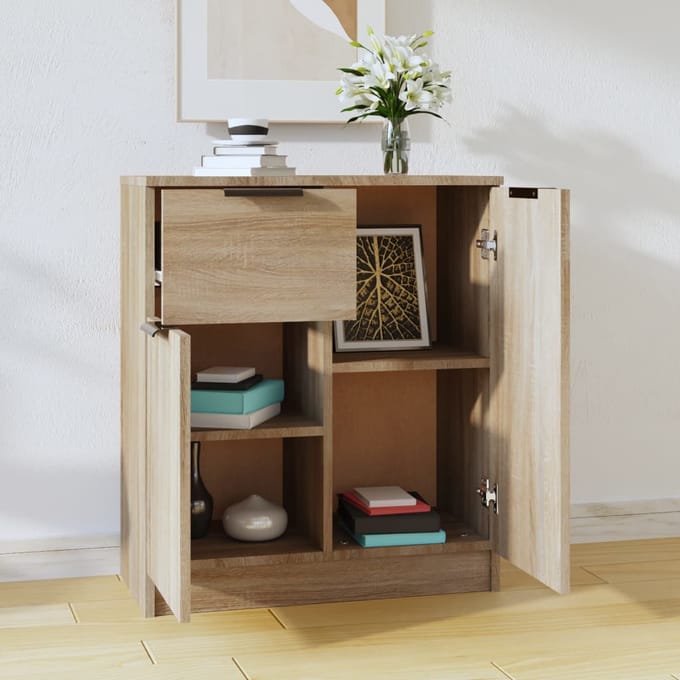 vidaXL - Dressoir - 60x30x70 - cm - bewerkt - hout - sonoma - eikenkleurig