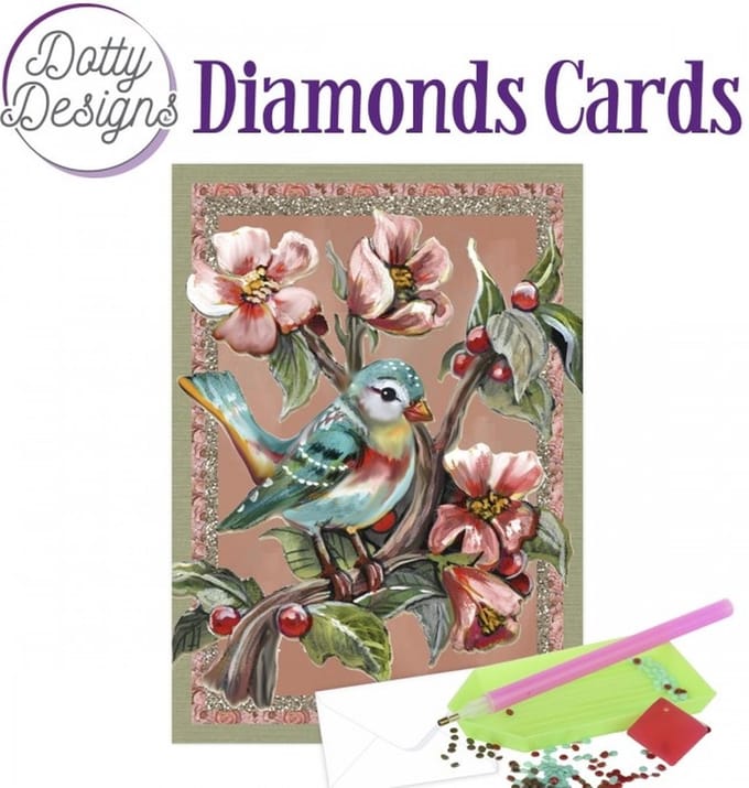 Dotty Designs Diamond Cards - Blue Bird and Berries