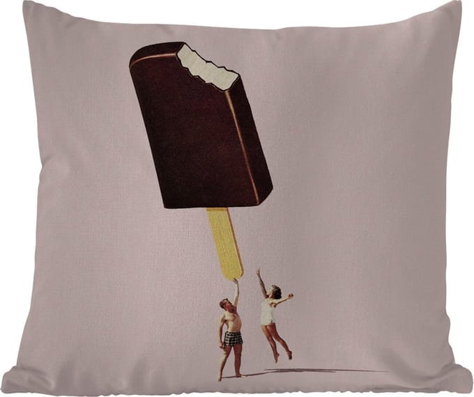 Sierkussen Buiten - IJs - Chocolade - Pastel - Vintage - 60x60 cm - Weerbestendig