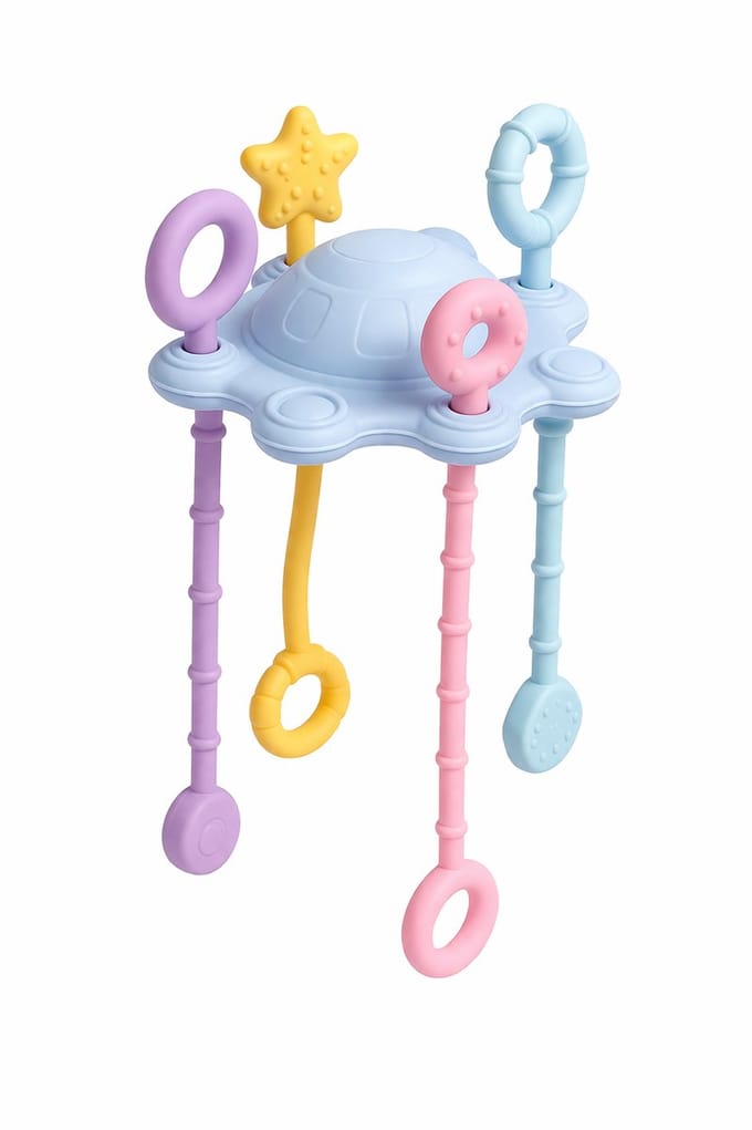 BOECK Pull String Activity Toy – Food-Grade Siliconen Sensorisch Speelgoed – Activiteiten Speelgoed voor Dreumes (18 maanden)