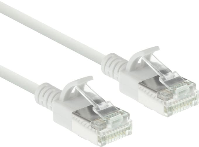 ACT Witte 2 meter LSZH U/FTP CAT6A datacenter slimline patchkabel snagless met RJ45 connectoren