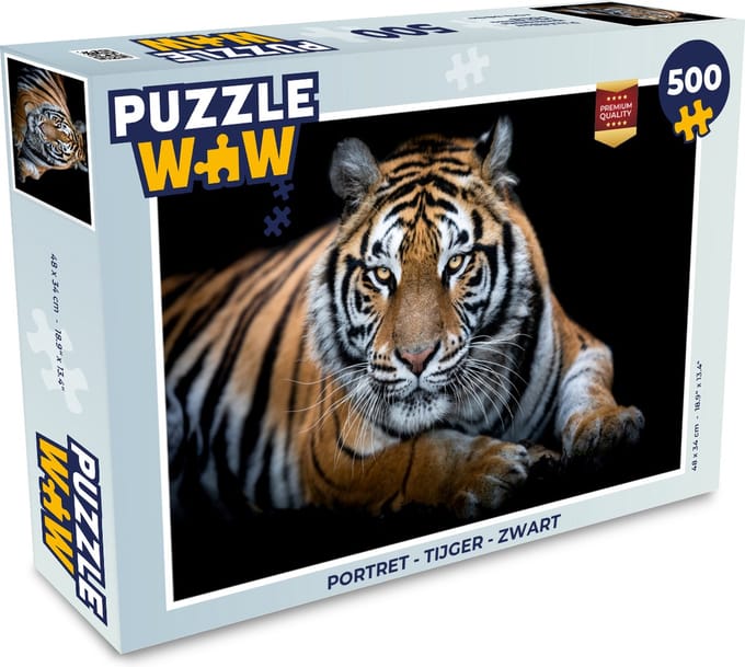 Puzzel Portret - Tijger - Zwart - Legpuzzel - Puzzel 500 stukjes