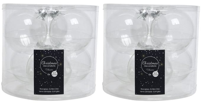 Decoris kerstballen - 12x st - transparant parelmoer - D8 cm - glas - kerstversiering