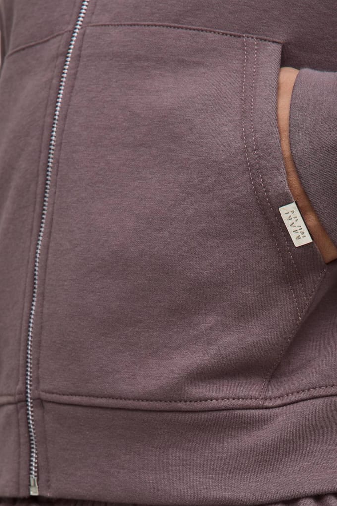 Verkleinde Boxy Premium Interlock Zip-Through Hoodie | Chocolate | Size Medium
