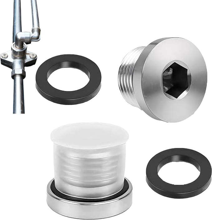Sluitplug Schroefdraad - Blindstop Afdichtplug - Leidingen Afsluiten - Met Rubberen Afdichting - 1/2 Inch - Metaalkleur