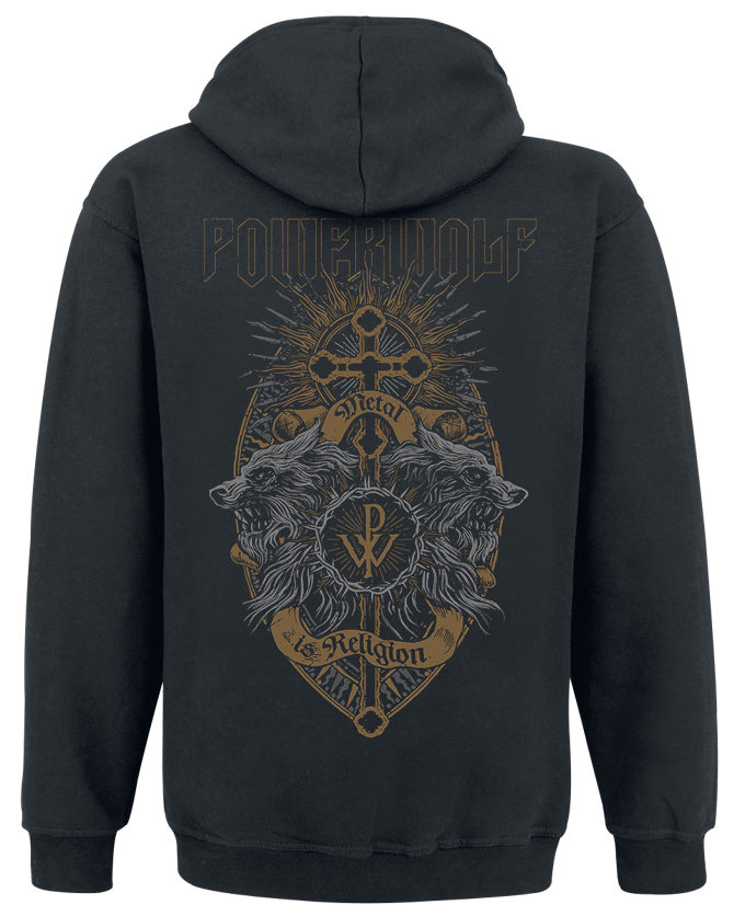 Powerwolf Trui met capuchon - Crest Wolves - S tot XXL - voor Mannen - zwart