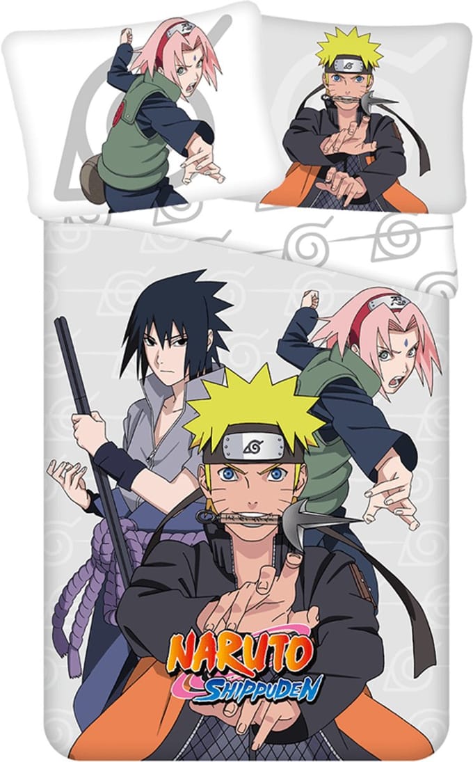 Naruto Dekbedovertrek grijs 140 x 200 cm Katoen 70 x 90 cm