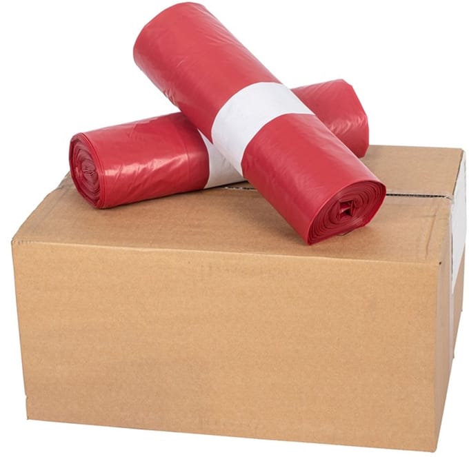Knapzak 300 liter, rood - LDPE - 40mu - 84 zakken