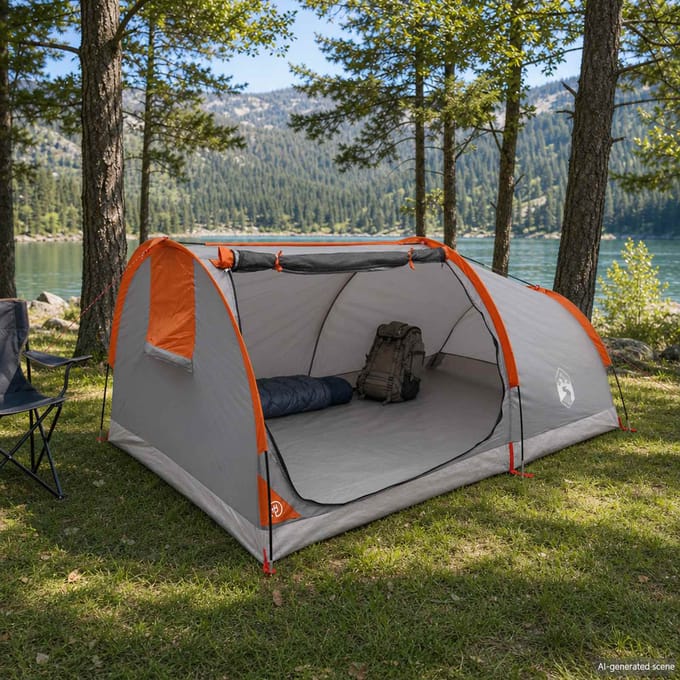 vidaXL - Hiking - Tent - Waterdicht - 2-persoons - Grijs - en - Oranje