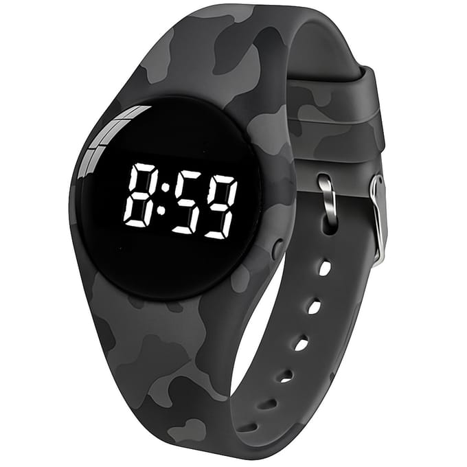 Alarmhorloge – 15 alarmen – oplaadbaar – rond - grijs camouflage