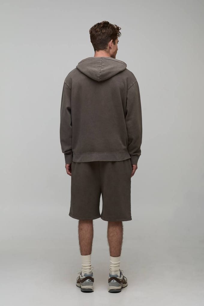 Ruimvallende Essential Gewassen Jersey Short | Washed Chocolate | Size Large