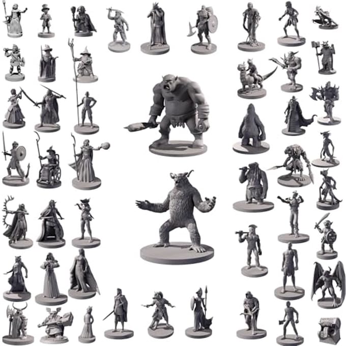 Solidchoice - 50 Unieke Miniaturen voor Tabletop RPG's - Ongepolijst Set