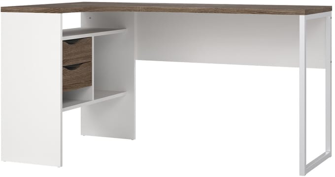 Giga Living Hoekbureau Function Plus - Wit/Bruin - 145x80x75cm