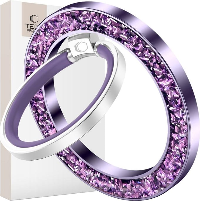 Tech-Protect MMR200 magnetic handle / ring with MagSafe - purple with crystals