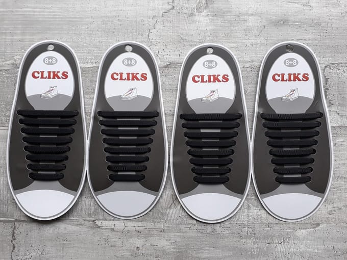 2 stuks Elastische Veters Zwart - Zonder Strikken - 2 Paar Schoenen - Kinderen & Volwassenen - CLIKS