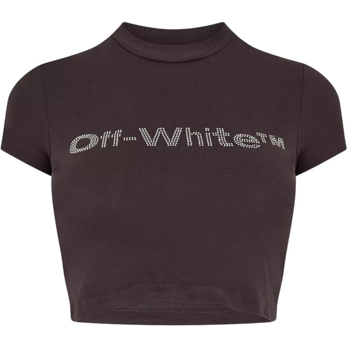 Off-White Dames/Dames Bling Bounce Crop T-shirt (Donkergrijs)