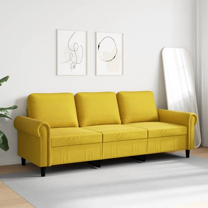 vidaXL Driezitsbank 180 cm fluweel geel