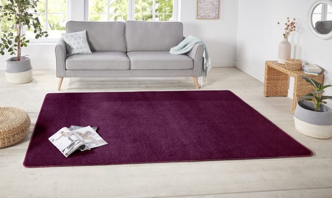 Flycarpets Laagpolig Effen Uni Vloerkleed - Nasty - Blackberry 140x200 cm