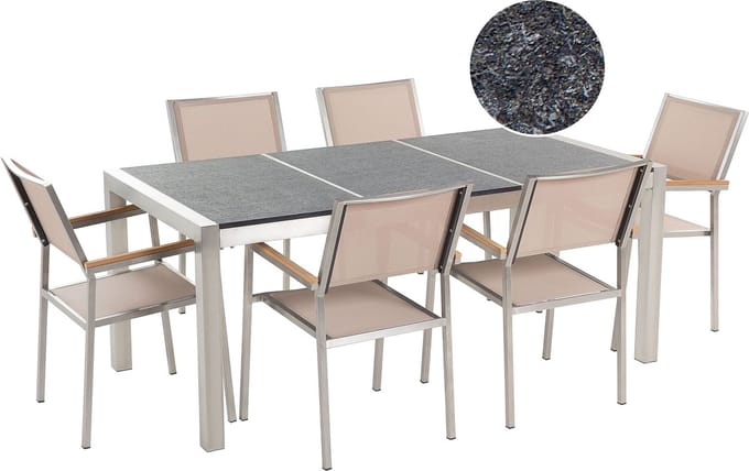 GROSSETO - Tuinset voor 6 - Grijs/Beige - Graniet