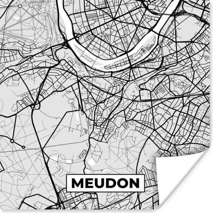 Poster Meudon - Plattegrond - Frankrijk - Kaart - Stadskaart - 30x30 cm