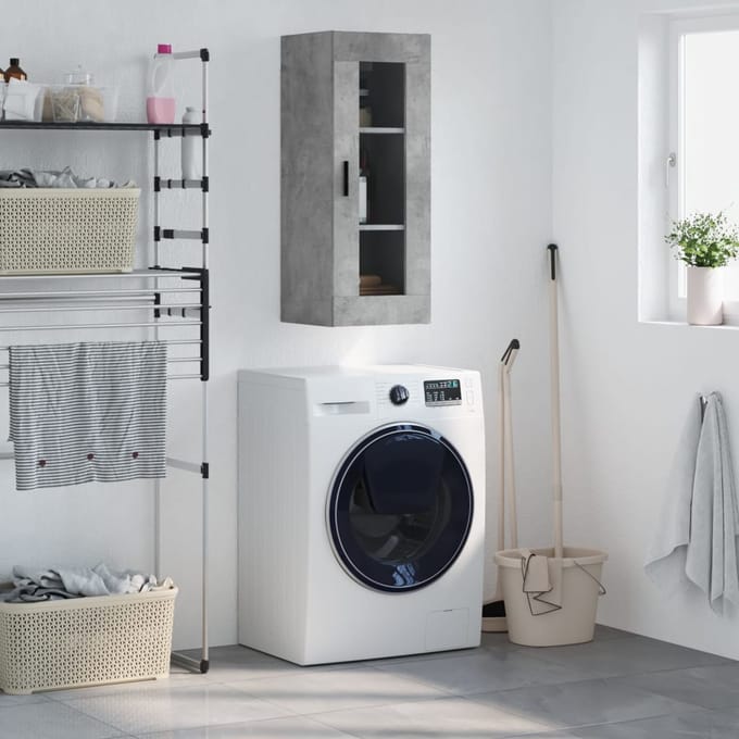 vidaXL - Wandkast - 34,5x34x90 - cm - betongrijs