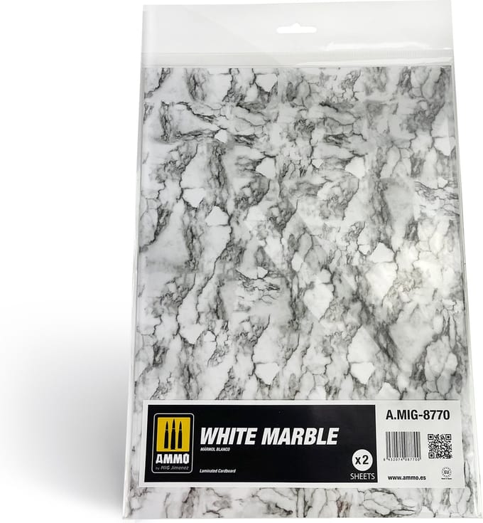 AMMO by Mig Jimenez Modelbouwpakket - MIG 8770 Marble White - Smooth Sheet of Marble - 2pcs Accessoires set - AMMO - Modelbouw