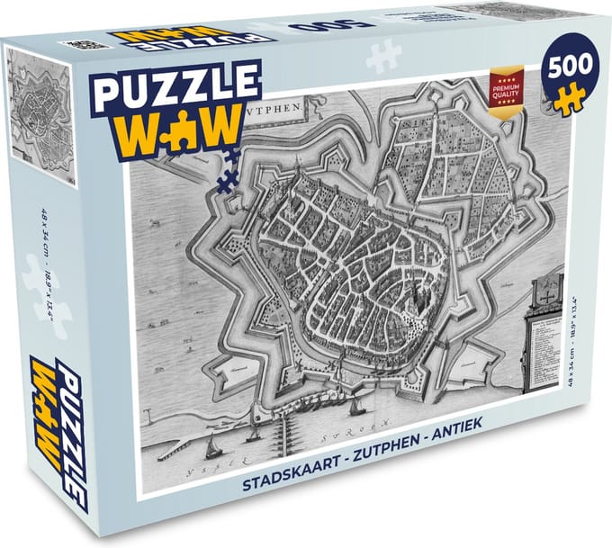 Puzzel Stadskaart - Zutphen - Antiek - Legpuzzel - Puzzel 500 stukjes - Plattegrond