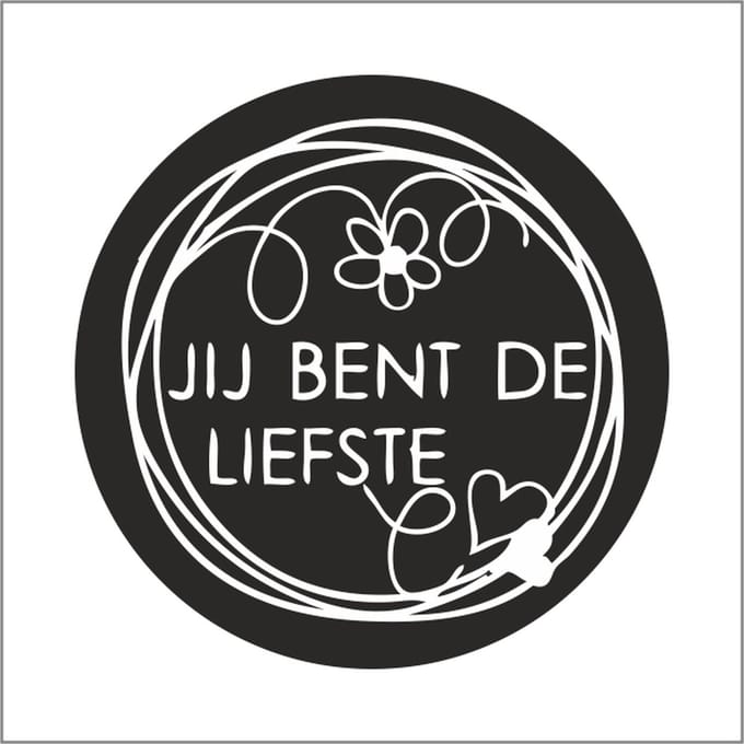 Sticker - "Jij bent de liefste" - Etiketten - 47mm Rond - Wit/Zwart - 500 Stuks