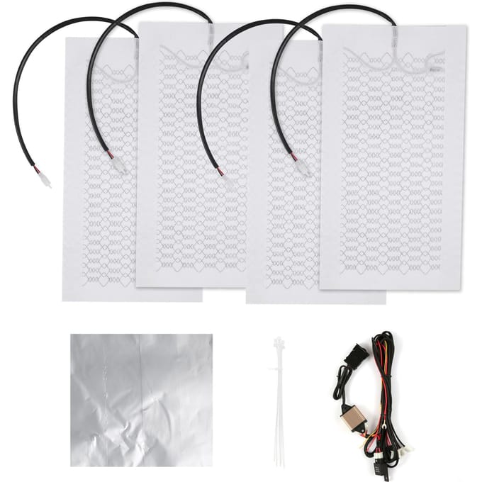 12V Koolstofvezel Stoelverwarmingsset voor 2 Stoelen met 5-standen Temperatuurschakelaar Stoelhoes Verwarmde Pad white