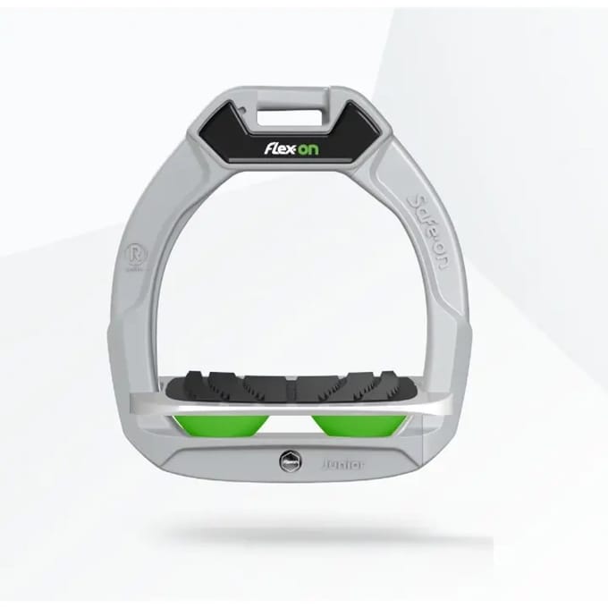 Veiligheidsstrijkers voor ruiters Ingebouwde Grip Aluminium/Grijs/Groen kind Flex-On Safe-On