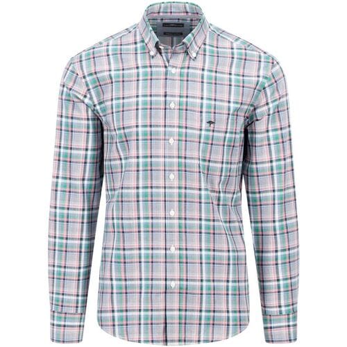 Fynch-Hatton Overhemd Multi Combi Check Herringbone Grasgroen / male