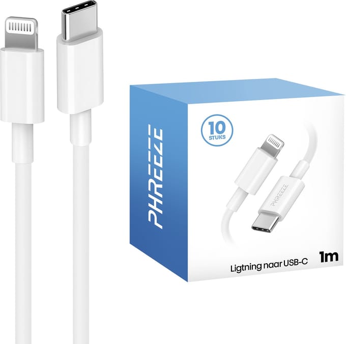 10x usb C naar Lightning kabels - Made for iPhone - Grootverpakking voor kantoor, gezinnen & zakelijk