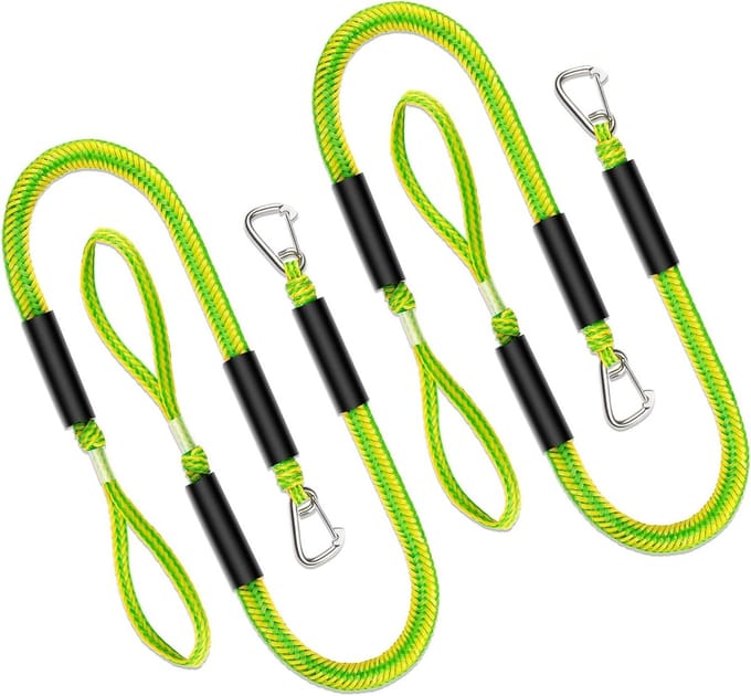 Bungee Dock Lijn - Meertouw Boot - Veilig Afmeren Waterscooters - Ingebouwde Schokdemper - 4-Pack 3ft - Groen