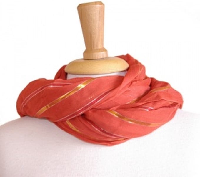 Behave - Sjaal - Rood oranje - Gestreept design - Zomeraccessoire