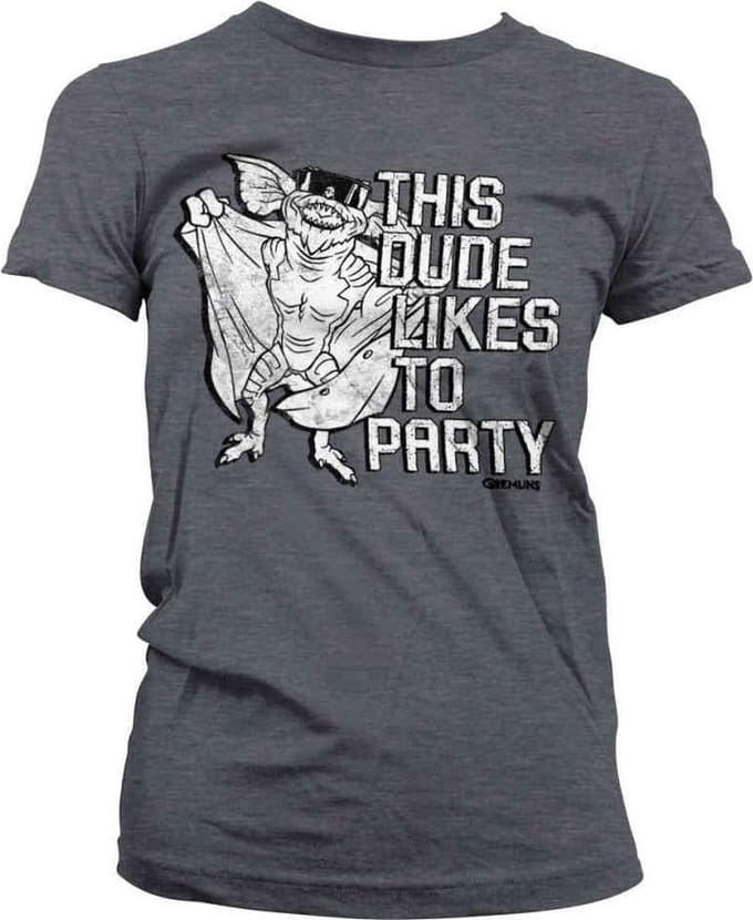 Gremlins Dames Tshirt -S- This Dude Likes To Party Grijs