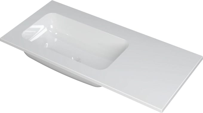 INK Faktor wastafel polystone links zonder kraangat 100x45x1,5cm, glans wit