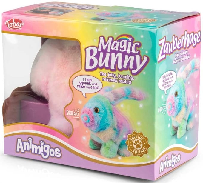 Tobar knuffel konijn Animigos Magic Rainbow Bunny Rabbit pluche.