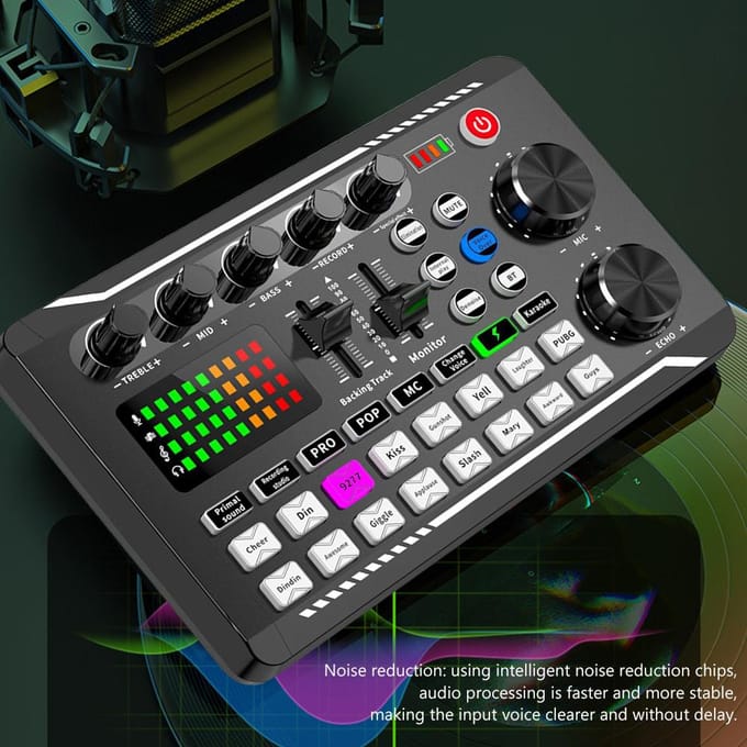 Kit de Microphone à Suspension, carte son professionnelle, ensemble de supports de Microphone et de bras de micro F998 Live noir