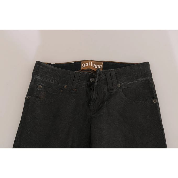 John Galliano Zwarte Gewassen Lage Taille Regular Fit Spijkerbroek